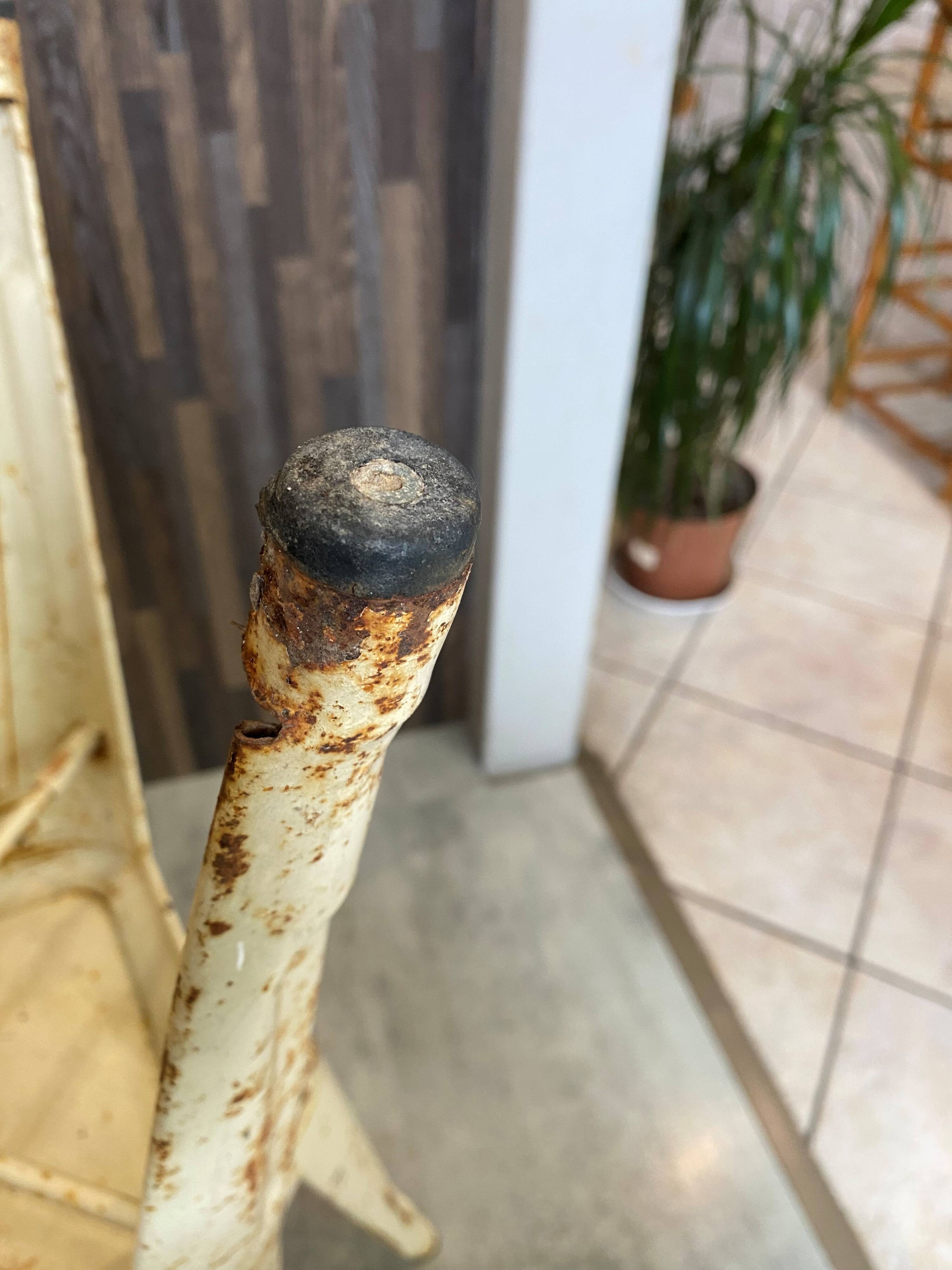 Authentic pair of Xavier Pauchard industrial Tolix metal stools 50