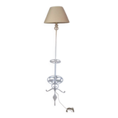 Lampadaire porte-plantes ancien en fer forgé blanc