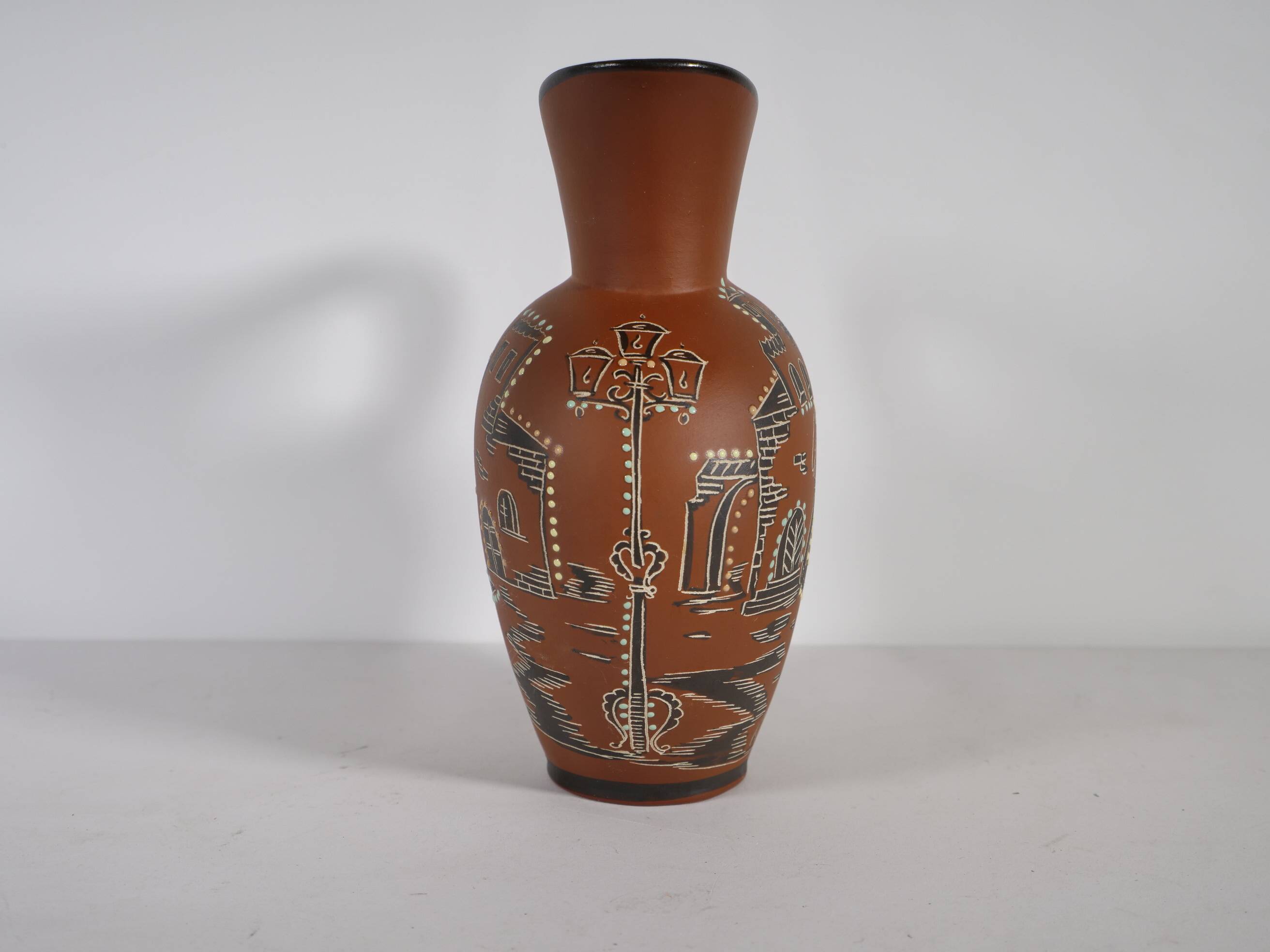 Hand-Painted Mid-Century Ceramic Vase by E. Knopp for Marzi & Remy, 1950s