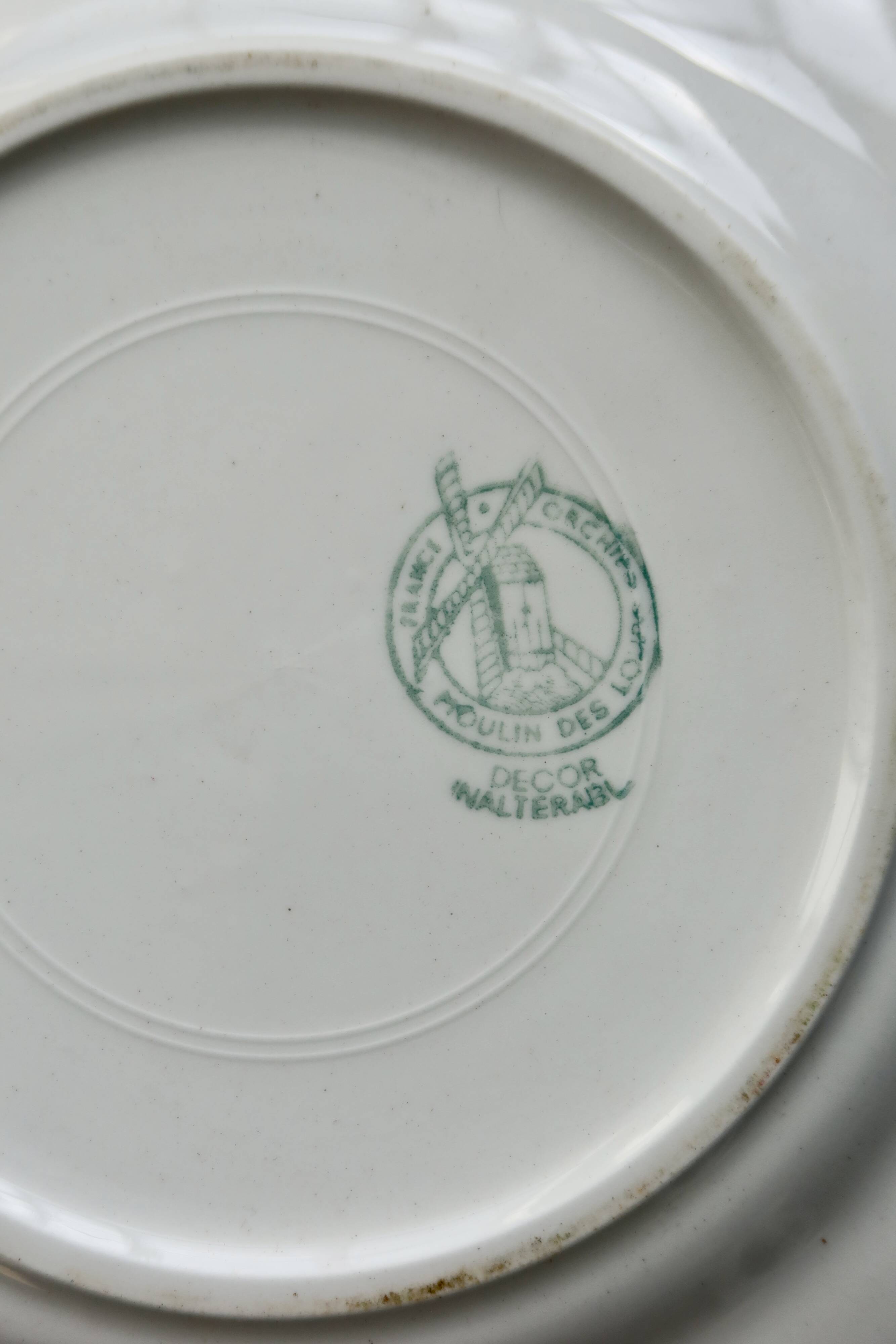 6 assiettes à dessert vintage faïence  Modèle Nappe vert - Moulin des Loups