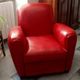 Pair of "Minister" Club Armchairs in red leather – Artisan