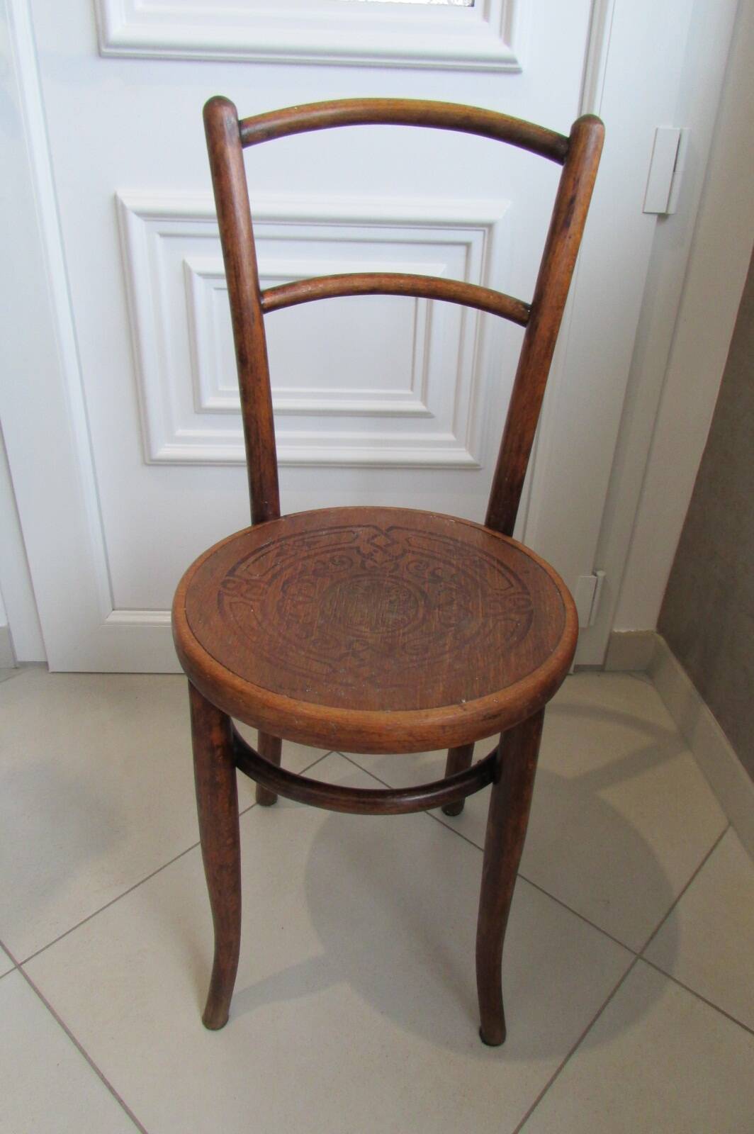 Bistro chair decorated seat by Jacob & Josef Kohn