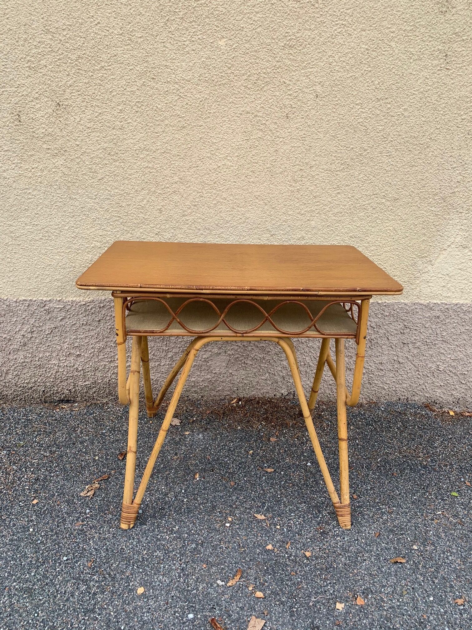 Rattan desk with locker, 1950