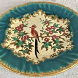 Old Longwy enamelled bird plate