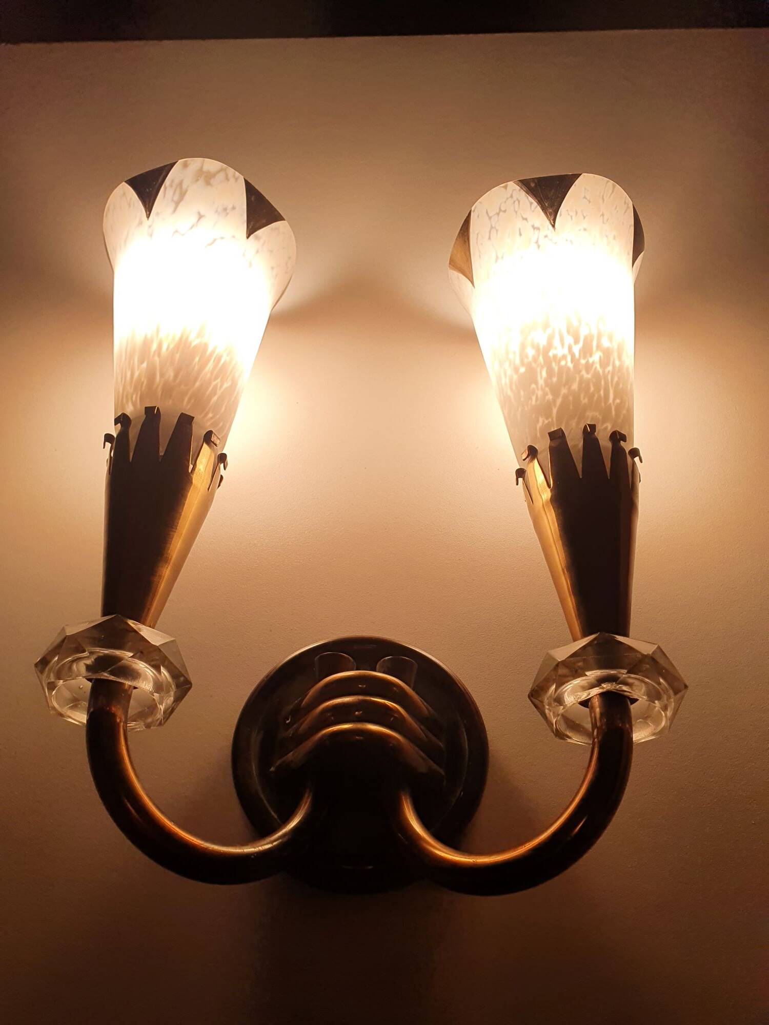 Pair of wall lights from Maison Lunel (Royal Production) Arum model from the 50s