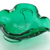Cendrier ou vide poche en verre de Murano bullicante vert émeraudes des années 60