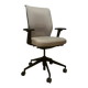 Office chair with wheels and mesh backrest.