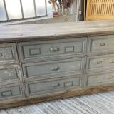 XXL walnut trade counter with multiple drawers