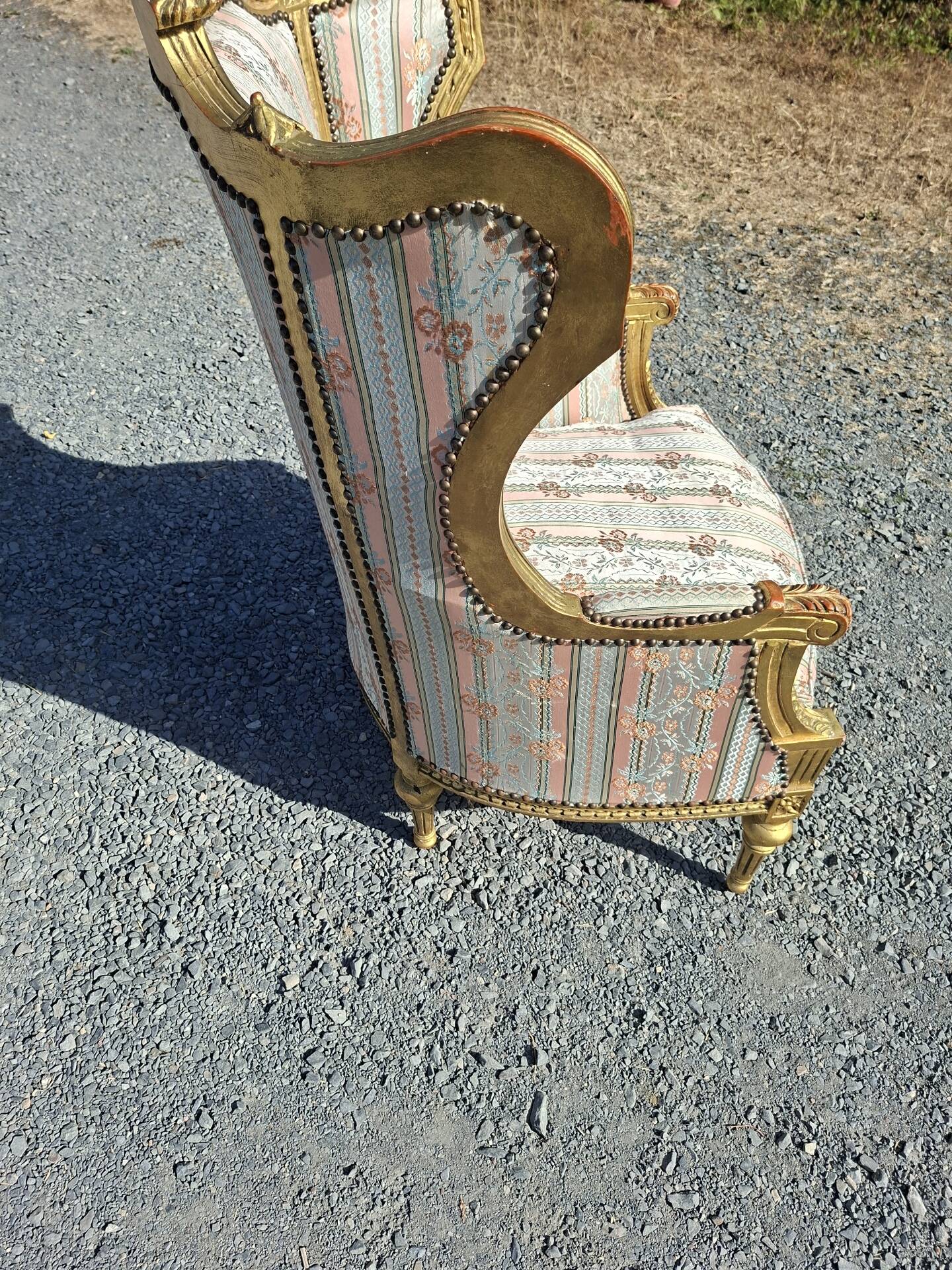 Louis XVI style wingback Bergère armchair