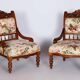 Czech Living Room Set in Beech and Walnut, 1890s, Set of 7
