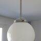 Aluminium and globe ball opaline white hanging lamp1940