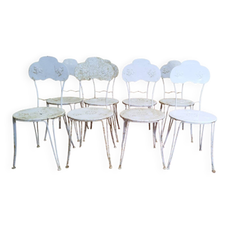 Set of 8 garden chairs in wrought iron