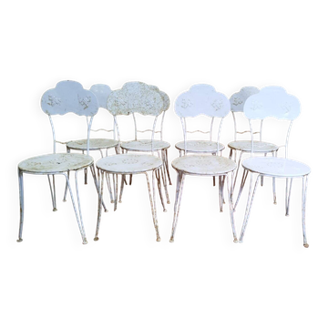 Set of 8 garden chairs in wrought iron