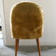 Golden moumoute chair, wooden compass feet, 60s
