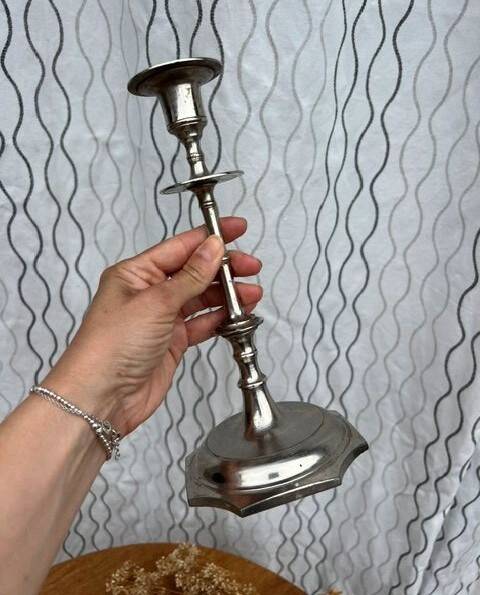 Set of 2 vintage silver candle holders