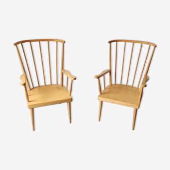 Pair of Baumann fan armchairs