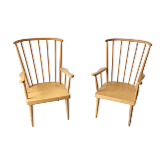 Pair of Baumann fan armchairs