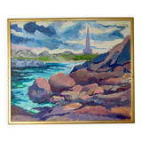 Swedish Original Oil On board Painting " Coastal Scene " by D. Samuelsson