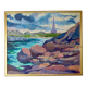 Original Swedish oil painting on panel "Coastal Scene" by D. Samuelsson