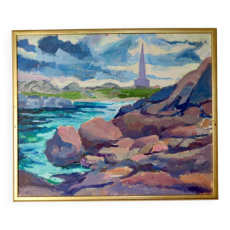 Swedish Original Oil On board Painting " Coastal Scene " by D. Samuelsson