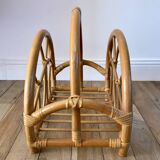 Rattan and bamboo magazine rack from the 60s