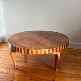 Round coffee table in Elm Burl, Art Deco decorative work - Year 1941