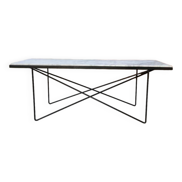 Table basse années 50 métal et marbre