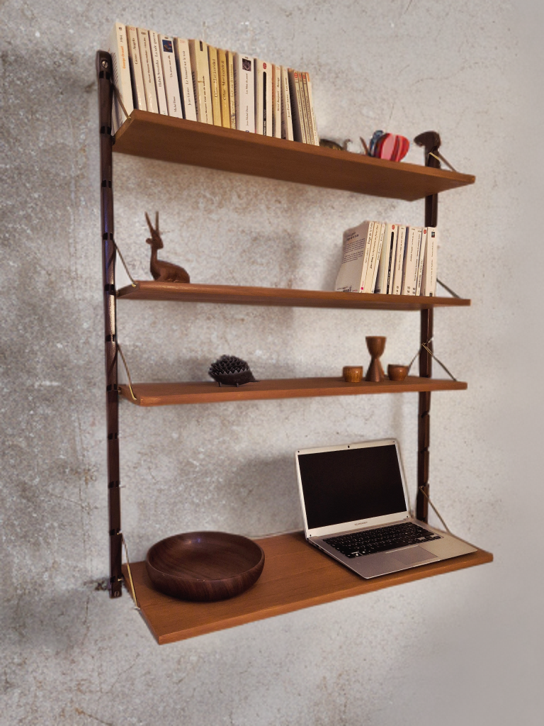 Teak wall shelves, Vintage Scandinavian 1960s