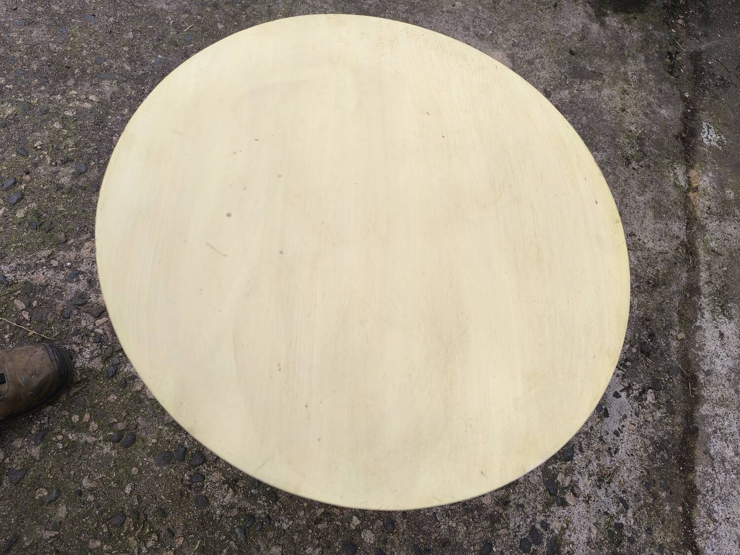 Yellow and green patinated pedestal table by a local artist