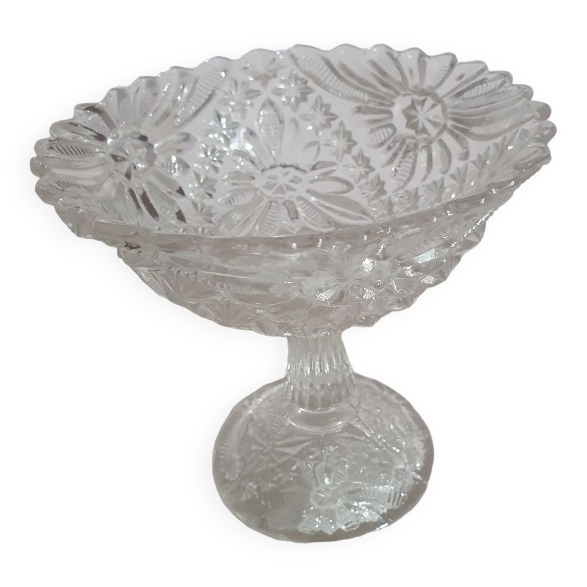Grand Bol En Verre Vintage – Coupe à Fruits Rétro – Décor Arbres Soufflés