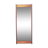 Teak wood mirror with copper relief strip