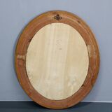 1970s Oval Wooden Mirror, Italy
