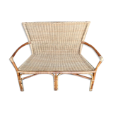 Vintage rattan armchair bench