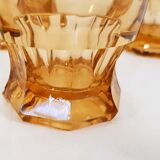 6 thick glass amber water glasses