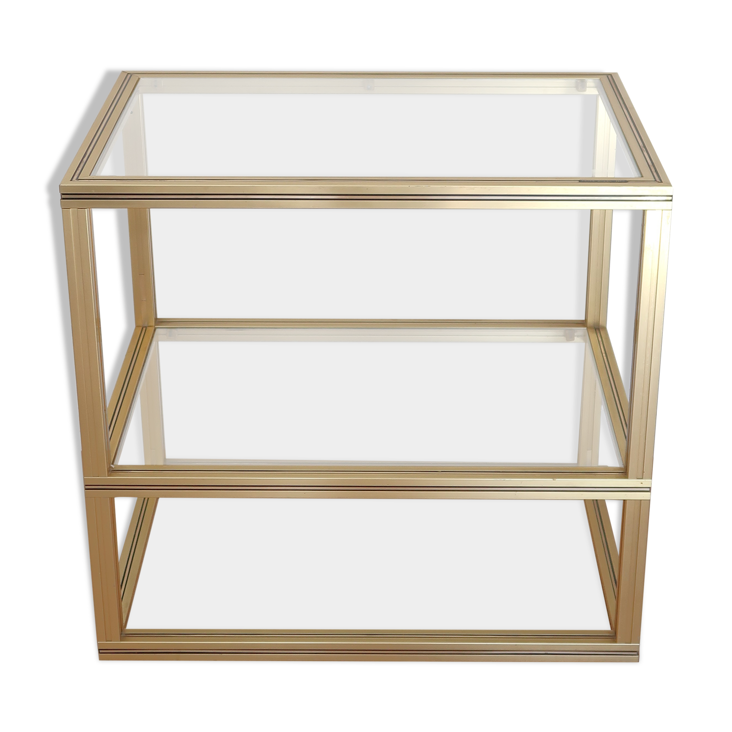 Bookcase shelf Pierre Vandel Paris gilded brass