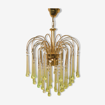 Chandelier with grapevine drops anise green