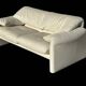 Maralunga White Leather Sofa By Vico Magistretti For Cassina, 1970s No. 2