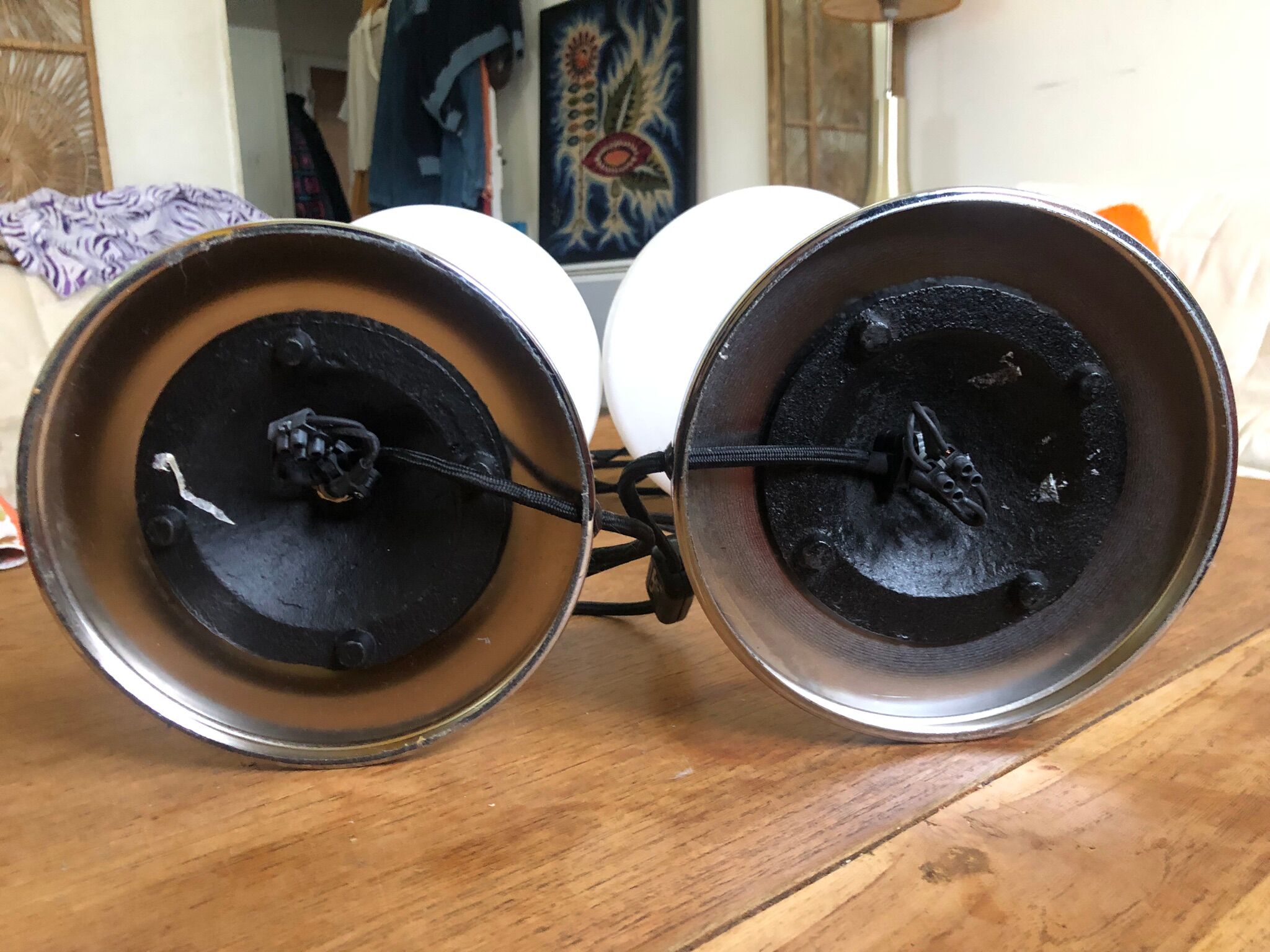 Set of 2 vintage tulip foot lamps