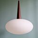 Scandinavian suspension in teak and white opaline, Louis Kalff, Philips, 1960.