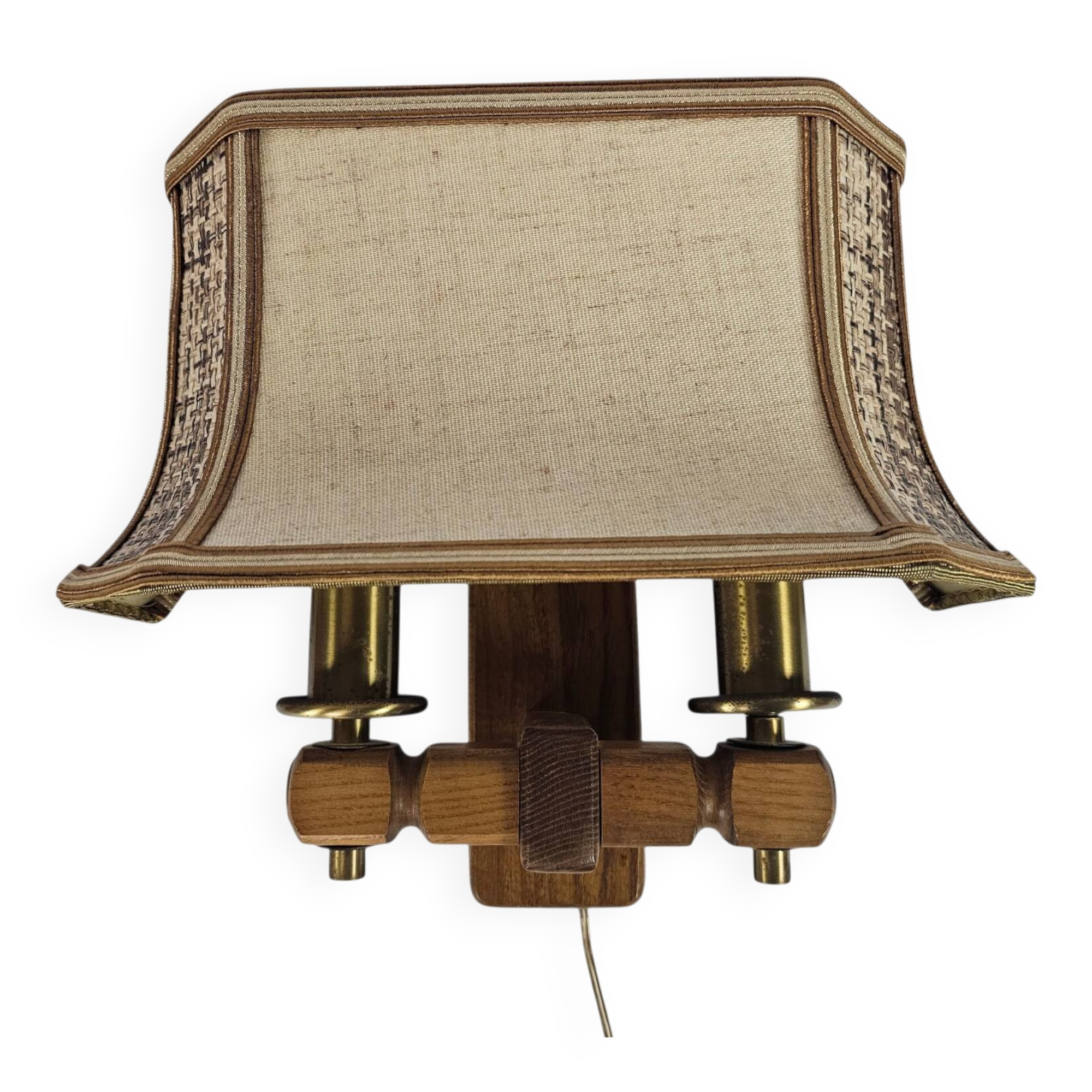 Herda Holland - pull-pendant wall lamp - wood - brass - 70s
