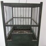 Wooden bird cage with feeder