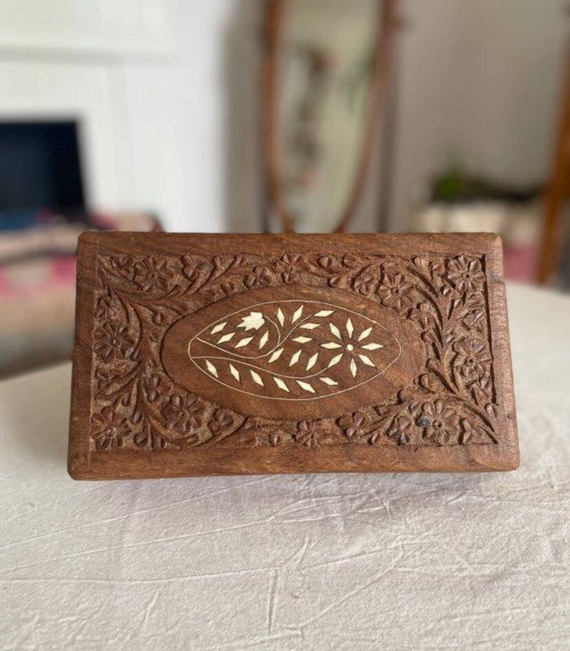 Indian carved wooden box