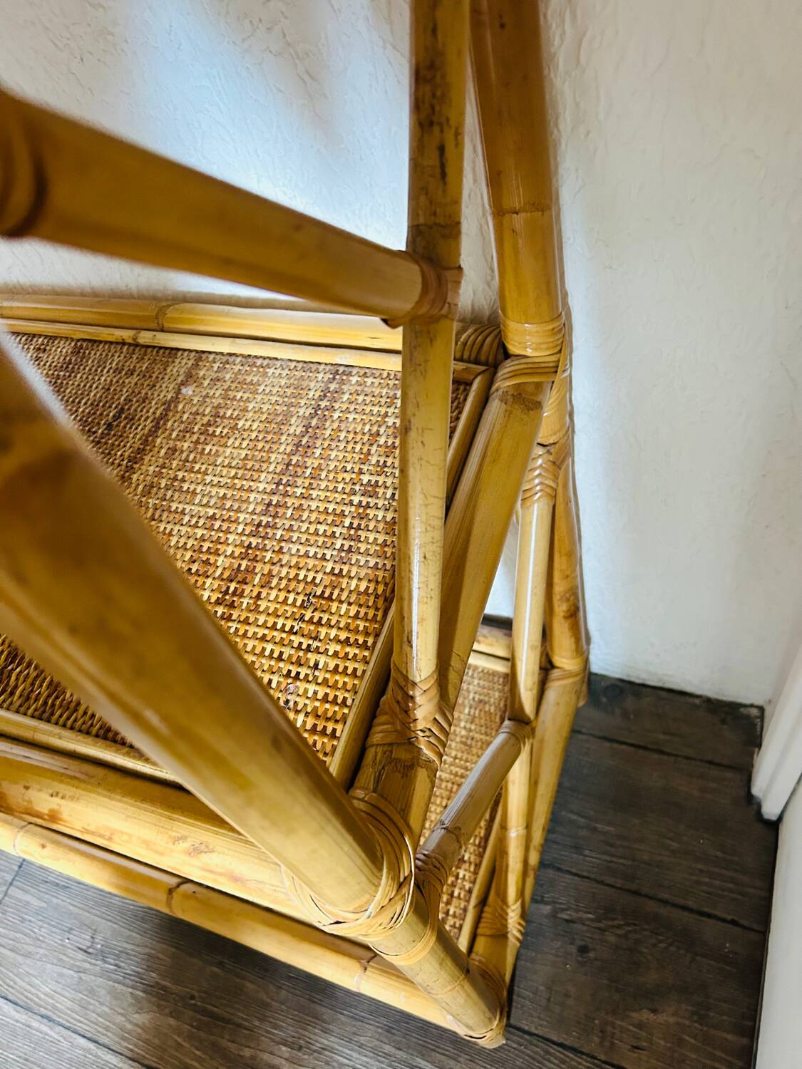 Vintage bamboo rattan shelf bookcase