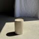 Small accent table in speckled white beige petrified wood H29 D18 - 3327