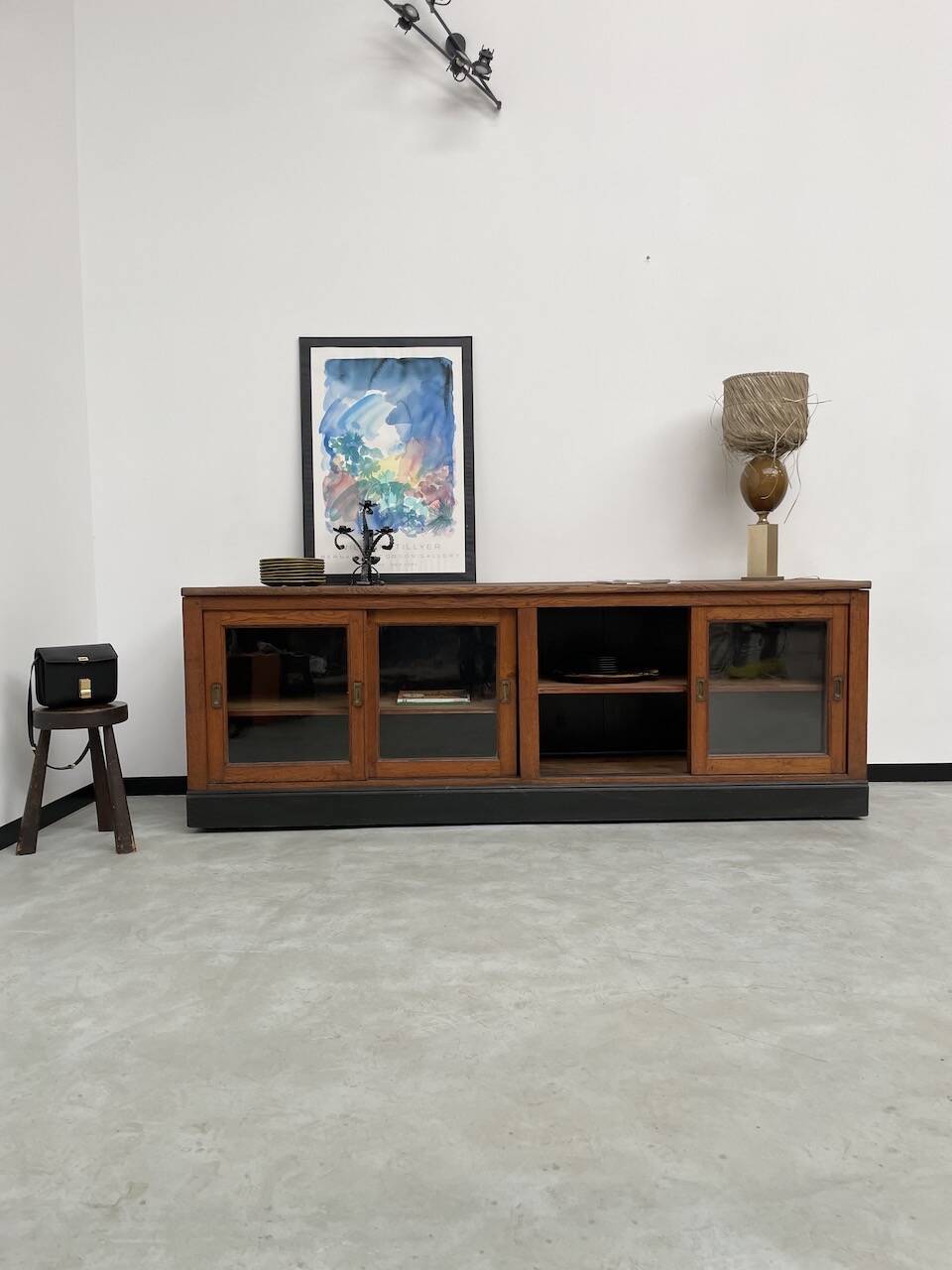 Enfilade de métier XXL chêne portes vitrées