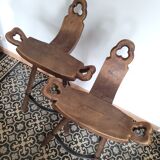 2 vintage brutalist bar stools design Marbella 1970s Spain