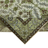 Handmade contemporary anatolian 1970s 163 cm x 306 cm green carpet