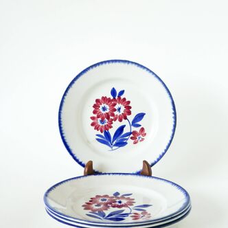 Set of 4 Gien dessert plates, Cancale model, 1970