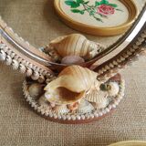 Miroir coquillages ovale à poser de table vintage