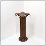 Vintage wicker and bamboo pedestal column